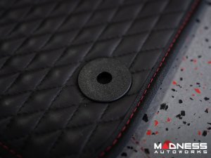 Alfa Romeo Giulia Floor Mats - Italian Leather - Front + Rear Set - Black w/ Red Stitching